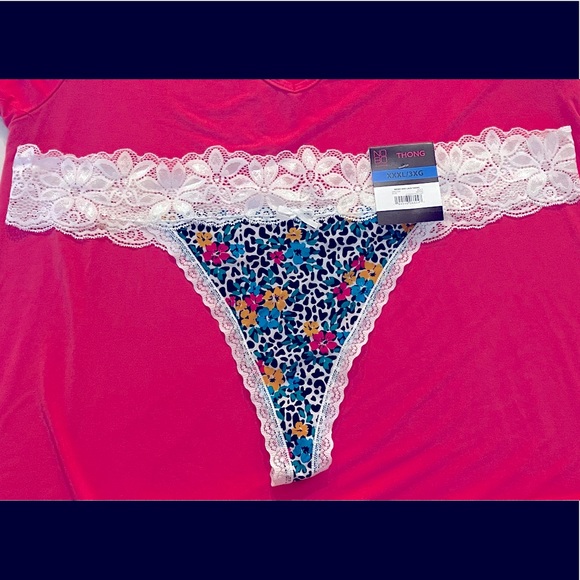 NWT floral lace thong panties size XXXL pink/blue - Picture 1 of 6